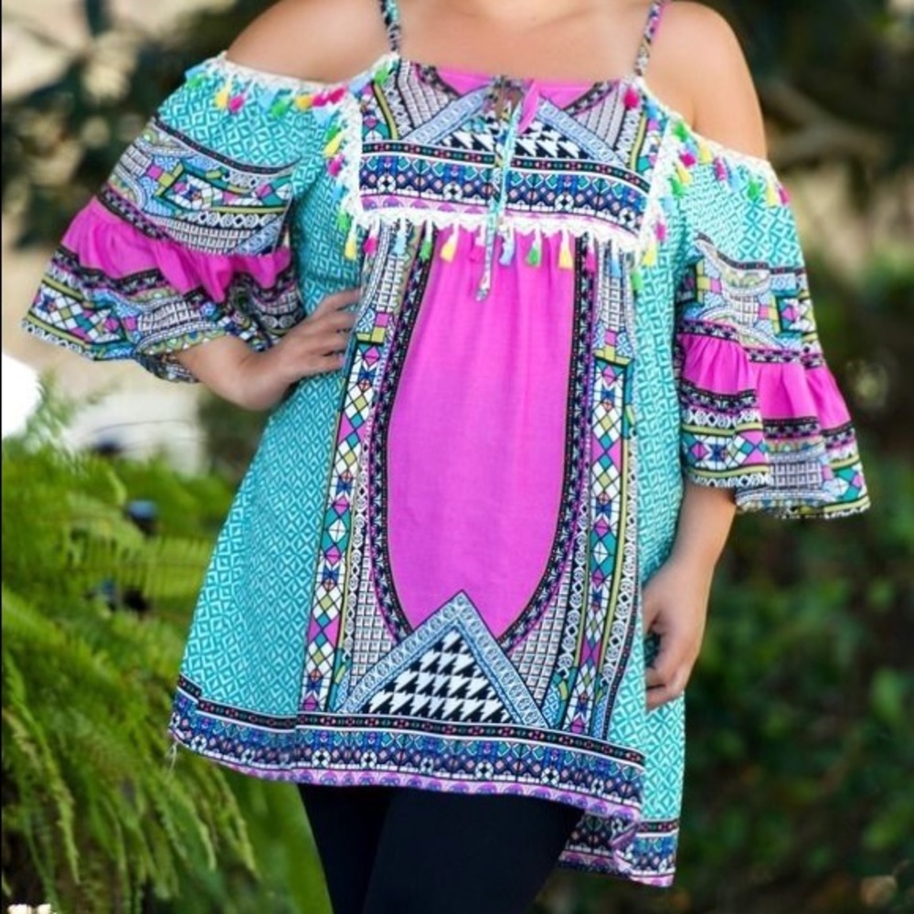 Colorful flutter-sleeved top sz 3x (18/20)